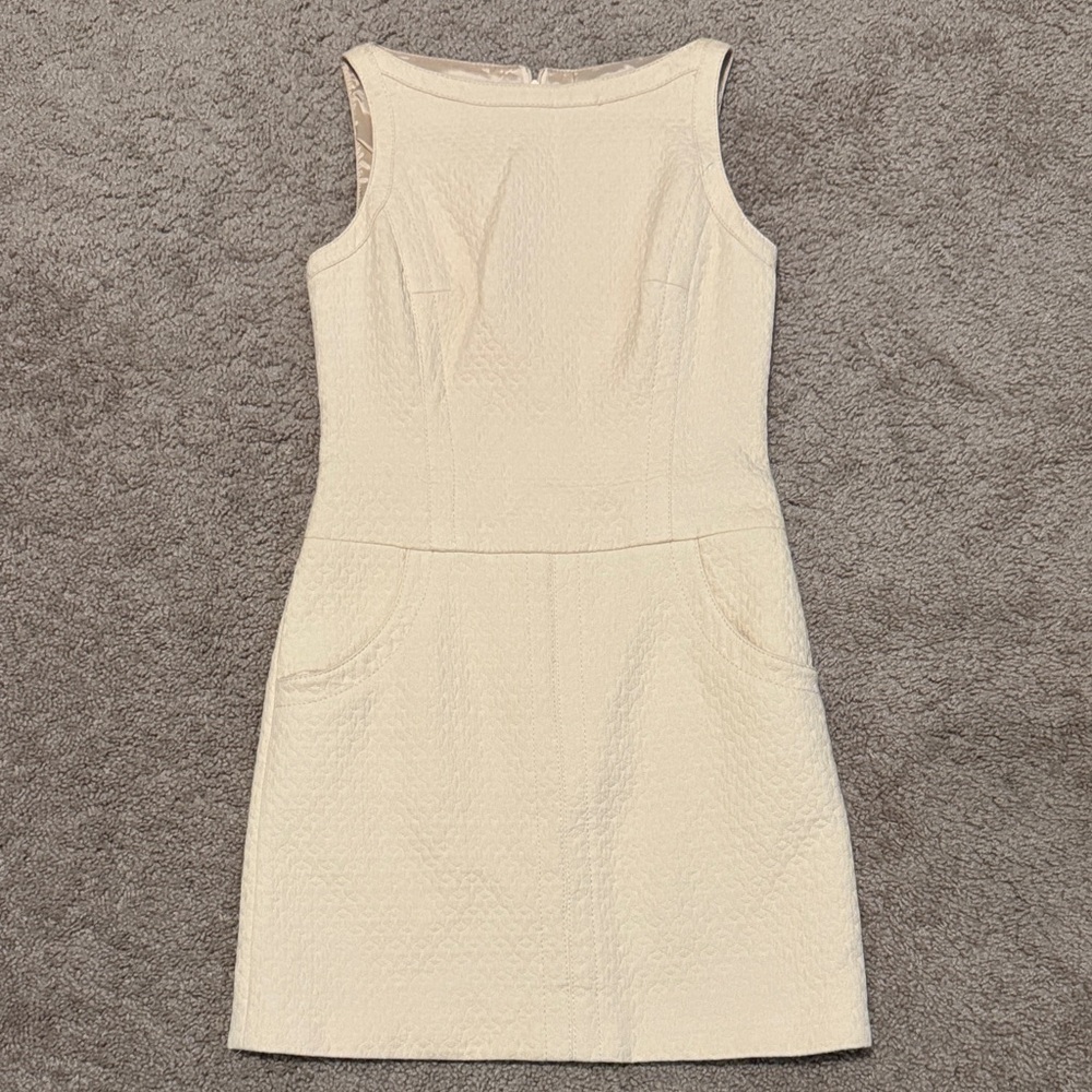Karen Millen Cream Textured Mini Dress
